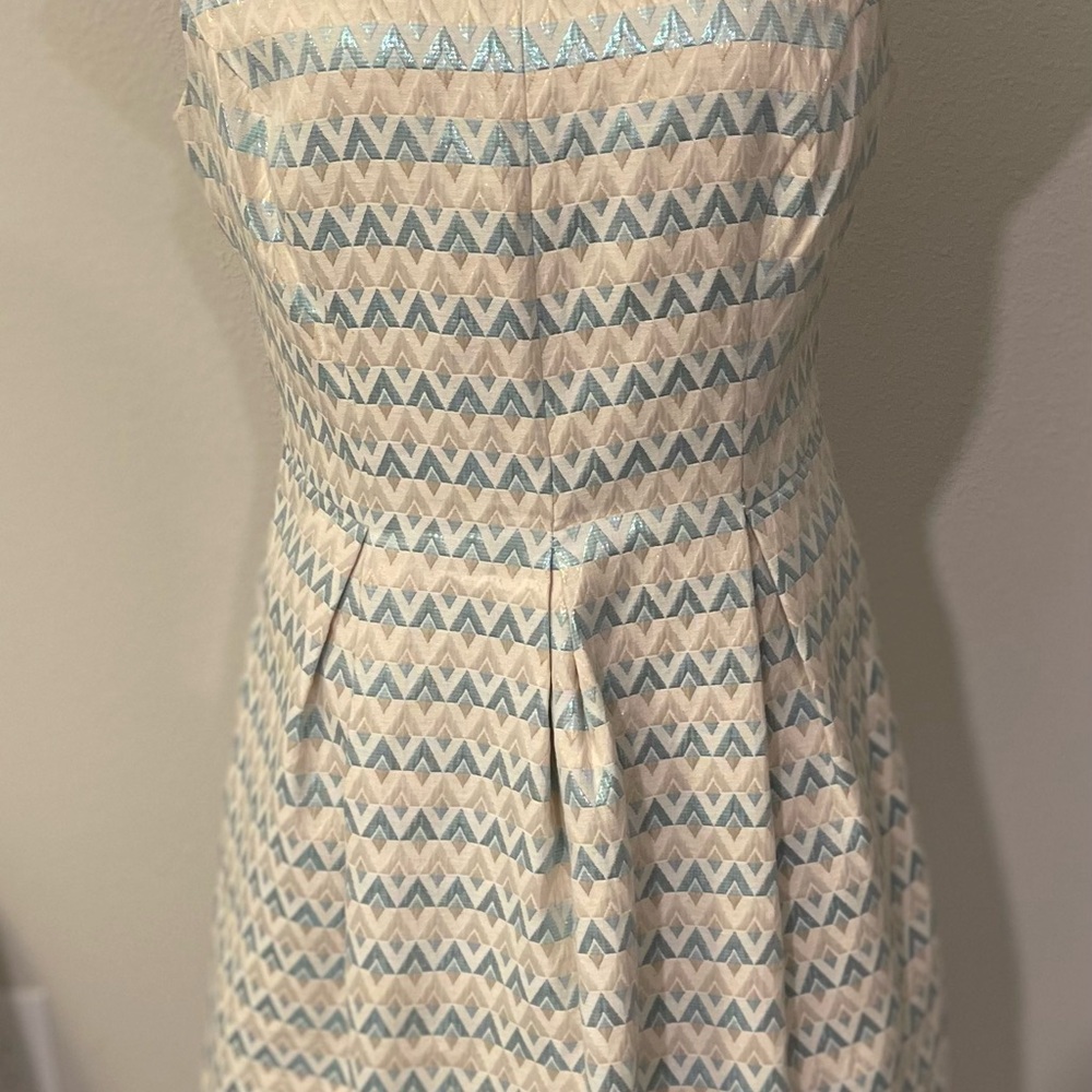 Vince Camuto Cream and White Strapless Fit and Flare Dress